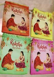 Bolsa de Regalo con Cordón para el Festival Raksha Bandhan, Bolsa de Satén para Regalo de Hermano o Hermana, Bolsa de Embalaje para Joyería Reutilizable - Product Image 2