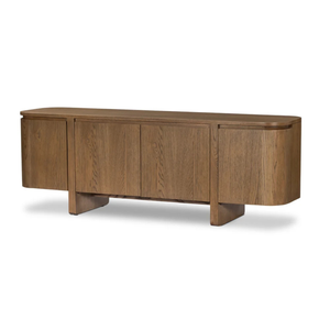 Mueble de TV Moderno de Madera Sólida, Diseño Mid-Century, Mueble de Almacenamiento para Sala de Estar, Compatible con Televisores de 65 Pulgadas o Más, Montaje en el Suelo - Product Image 1