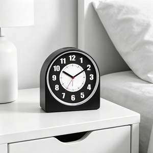 3.7 Inch Modern Silent Alarm <b>Clock</b> with Oversized Bold Dial & Soft Night Light – Sleek Black | Contemporary Bedroom & Office - Product Image 3