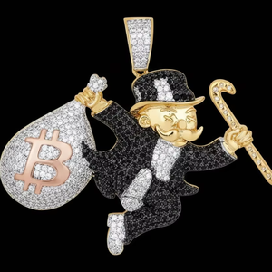 Colgante Personalizado con Incrustaciones de Diamantes Estilo Charlie Chaplin, con Diseño de Bolsa de Dólares, para Hombres con Estilo Hip Hop Elegante - Product Image 1