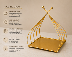 Gold Plated Geometric Fruit Theme Decorative Tray Modern Design Square Shape Dining Table Lightweight Single-piece Package - Product Image 3