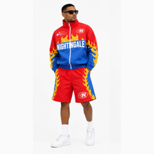 Manufacturer Wholesale Two Piece Breathable Quick Dry <b>Wind</b> <b>Breaker</b> Shorts Sets Waterproof Zipper Hoodie Custom Men's - Product Image 5