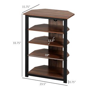 Scaffale Audio a 4 Livelli Personalizzabile con LED, Supporto Multimediale con Gestione Cavi, Mensola Angolare AV per DVD e Console di Gioco, Stile Legno Marrone - Product Image 3