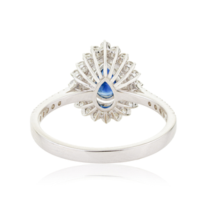 Explore Factory Wholesale Price Blue Sapphire & Diamond Pear Shape Double Cluster <b>Ring</b> Wedding 18K White Gold <b>Statement</b> Jewelry - Product Image 6