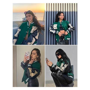 Blouson Moto Homme Blackair, Veste Baseball Varsity Femme, Manteaux Vintage Décontractés, Streetwear Tendance en Mélange de Cuir - Product Image 5