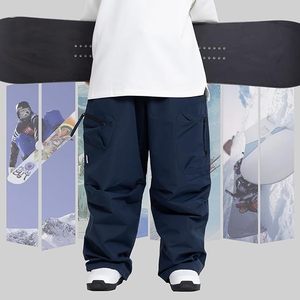 Pantalon de ski unisexe imperméable et chauffant coupe-vent 10000 mm - Polyester Tex pour activités de neige en extérieur, fermeture à cordon, style cargo, doublure polaire - Product Image 3