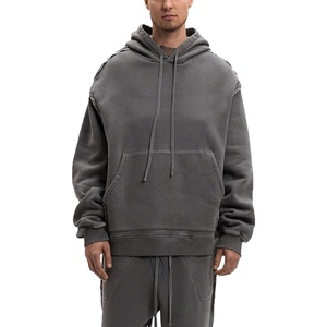 Offre Spéciale logo personnalisé à manches longues pulls à capuche poids lourd automne survêtement hommes plaine 100% coton ajusté tenue décontracté - Product Image 5