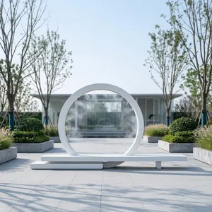Escultura Circular Moderna de Anillo Blanco para Jardín, Instalación Artística para Parques, Césped, Paisajes y Decoración Arquitectónica - Product Image 4