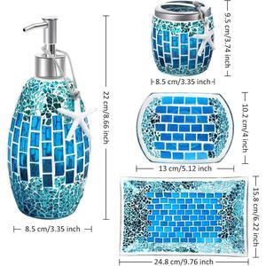 Juego de Baño de Lujo con Mosaico Inspirado en el Océano, Perfecto para la Higiene Diaria, Recepción de Invitados y Ambiente Relajante en el Baño, de la India - Product Image 3