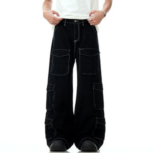 Pantalones Cargo de Mezclilla Personalizados, Tácticos, Casuales, de Primera Calidad, con Múltiples Bolsillos, Pierna Ancha, Corte Holgado, Estilo Urbano, con Dobladillo Ajustable - Product Image 3