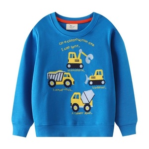 Sweat-shirt à col rond en coton biologique imprimé dinosaure mignon pour enfants, garçons et filles, vêtements décontractés d'hiver, design de dessin animé rouge - Product Image 3