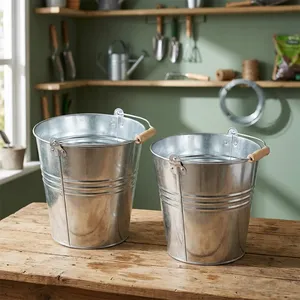 Seau à eau en métal, seau de jardin en métal, seau de jardin galvanisé, jardinière en métal, jardinière galvanisée, pot à fleurs en métal - Product Image 4
