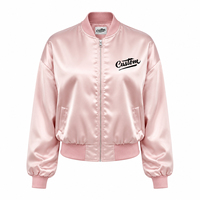 Blouson Bomber en Satin Respirant Personnalisé pour Femme, OEM ODM, Marque Privée, Léger, Style Universitaire, Logo Brodé, Décontracté, Streetwear