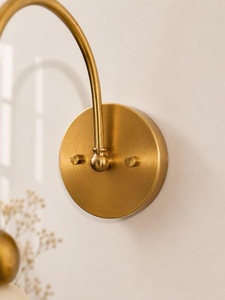 Modern Brass Wall Sconce With Alabaster Shade Indoor Lighting Fixture For Bedroom Home Decor - Product Image 6