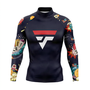 Custom Full Sublimation Printed Rashguard 200g Polyester Spandex White Yellow Cat Print Quick Dry Polyester Adult <b>Swim</b> <b>Shirt</b> - Product Image 3