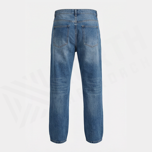 Jean en denim déchiré à jambe droite et taille haute pour homme, coupe classique, en coton, style décontracté, pour l'automne - Product Image 2