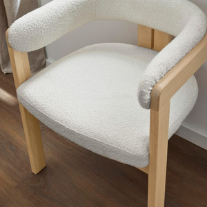 Fauteuil minimaliste en bois de frêne avec dossier incurvé et tissu texturé - Product Image 3