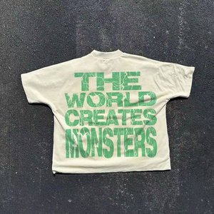 Camiseta de Hombre 100% Algodón de Alta Calidad, Estilo Vintage Oversize, Corte Recto, Streetwear, Lavado Ácido, Tejido, Estampado DTG con Gráficos de Personajes - Product Image 4