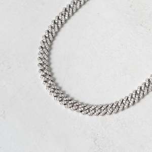 Luxury Rhodium Plated 925 Silver <b>Rope</b> <b>Chain</b> Necklace With Round Brilliant Cut Diamond Channel Setting Unisex Everyday Wear - Product Image 2