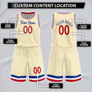 Uniforme de basket-ball personnalisé rouge royal, style rétro, avec nom et numéro personnalisés, uniforme d'équipe pour adultes, jeunes, unisexe, sans manches - Product Image 1