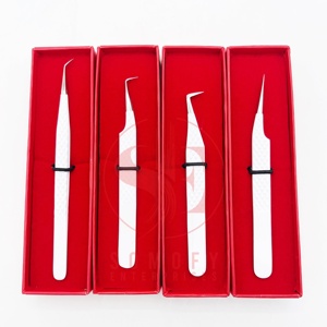 Pince à cils en titane de haute qualité J2S meilleure dureté en acier inoxydable avec embouts en argent blanc exceptionnels pour les cils - Product Image 3