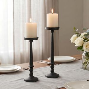 Luxury Black Metal Pillar Candle Holder Set Decorative <b>Tall</b> Iron Candle Stand Elegant <b>Table</b> Centerpiece for Home Wedding Decor - Product Image 4