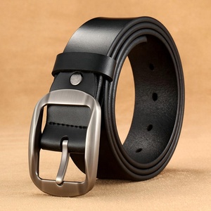 Ceinture en cuir véritable de haute qualité pour hommes, en cuir de vachette noir et marron, vente en gros - Product Image 4