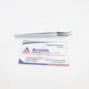 Venta al por mayor profesional de acero inoxidable J Curve pinzas de agarre de pestañas logotipo personalizado blanco polvo recubierto negro sólido extensiones de pestañas - Product Image 5