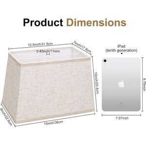 Ensemble de 2 grands abat-jour rectangulaires beiges pour lampes de table et lampadaires - Housses et abat-jour de qualité supérieure - Product Image 3