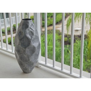 Jarrón de Metal Moderno Contemporáneo, Diseño Abstracto en Relieve, Color Gris Oscuro, Jarrón Alto para Flores - Product Image 5
