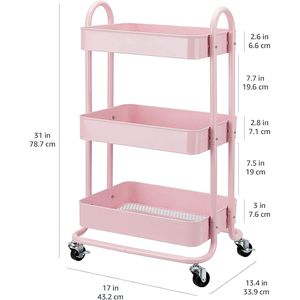 Carrello portaoggetti mobile a 3 ripiani in metallo nero, organizer multifunzionale con ruote - Product Image 1