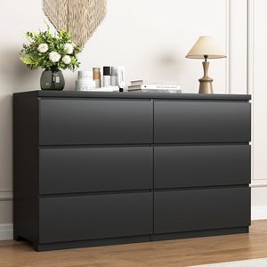 6-Drawer Wide Chest Dresser Wood <b>Storage</b> Tower with Large <b>Storage</b> Space Organizer for Bedroom <b>Clothes</b> - Product Image 4