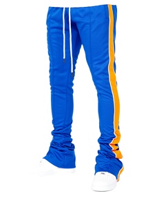 2025 nouvelle mode hommes décontracté droit incurvé rayé pantalons de survêtement taille moyenne évasé Jogging pantalon côté toile rayure Style empilé - Product Image 1