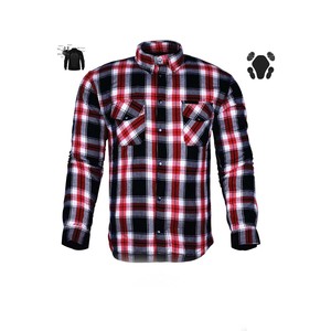Chemise en flanelle pour motards, personnalisée, à carreaux noirs et gris, renforcée, avec poches en maille, protection CE, doublure en aramide, coton, pour hommes, grandes tailles - Product Image 3