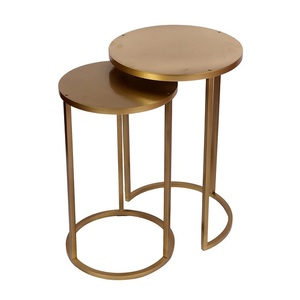 Modern Metal <b>Nesting</b> <b>Table</b> With Wooden Top Stylish Space Saving Living Room Furniture Set - Product Image 1