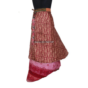 2 Layer <b>Beach</b> Wrap Skirts Women Wear Vintage Silk Sari Long Length Wrap Around Skirt 2 Layer Reversible Saree Bohemian <b>Magic</b> - Product Image 5