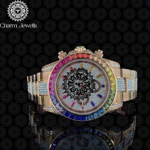 Montre de luxe vintage pour homme Charm_Jewells, bracelet en acier inoxydable, incrustée de diamants, mouvement mécanique analogique, fermoir pliant, 10 - Product Image 1