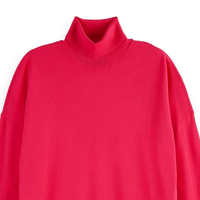 Nouveau design – Pull molletonné oversize en coton doux brodé style streetwear à col montant pour femme