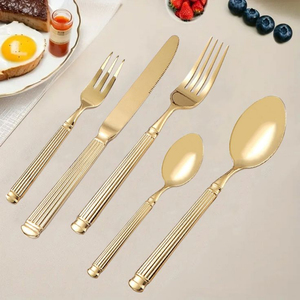 Ensembles de couverts réutilisables en acier inoxydable de style européen avec manches en os, finition poli miroir pour mariages et réceptions - Design élégant - Product Image 3