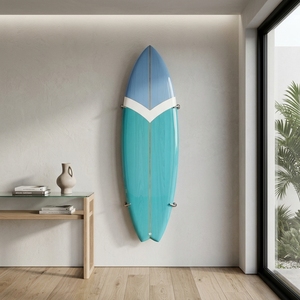 Decoración de Pared de Tabla de Surf de Madera Hecha a Mano, Escultura Minimalista de Tabla de Surf Pintada, Arte de Pared para Sala de Estar de Casa de Playa - Product Image 2