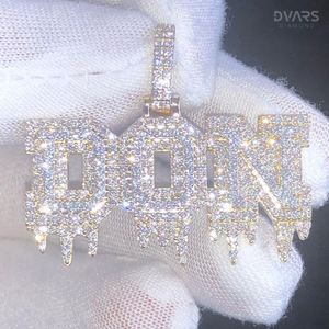 Collar con Colgante de Nombre de Dos Tonos en Plata 925 con Letra Inicial Personalizada y Moissanita VVS, Joyería de Lujo Certificada, Amuletos para Hombre - Product Image 3