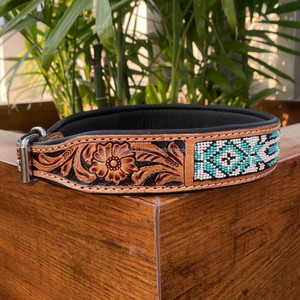 Western Hand Tooled Leather <b>Dog</b> <b>Collar</b> Soft Durable Small Size Pet <b>Collar</b> for <b>Training</b> Wholesale Bulk Product - Product Image 2
