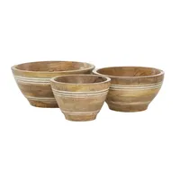 Ensemble de bols de service modernes en bois d'acacia faits à la main 8" 10" 12" pour les fêtes et la maison