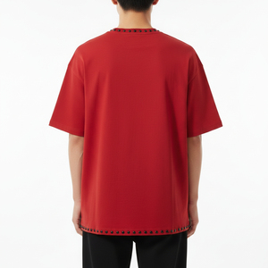 T-shirt surdimensionné vintage rouge avec strass pour homme, taille personnalisée, streetwear, imprimé sérigraphié 100 % coton, écologique, séchage rapide - Product Image 5