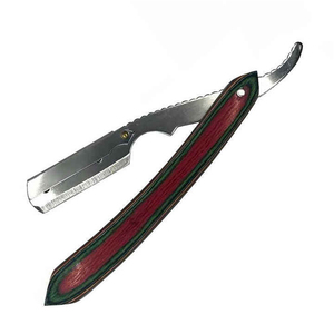 High Quality Stainless Steel & Wooden Handle Foldable Professional <b>Barber</b> Straight Shaving Razor with Single <b>Blade</b> - Product Image 5