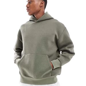 Nouveautés Streetwear avec logo personnalisé Sweat à capuche en coton surdimensionné sans ficelle à épaules tombantes pour hommes - Product Image 1