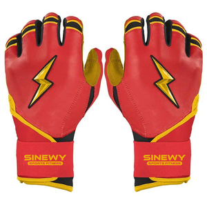 SINEWY Sports Fitness <b>Red</b> Leather Training <b>Gloves</b> With Lightning Design Wrist Support Hook And Loop Closure Unisex Adult - Product Image 1