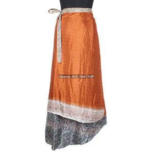 New Classy Vintage Silk Indian Hippie Long <b>Wrap</b> Skirts Rajasthani Indian Women Wear Art Silk Rapron Skirt Indian Reversible - Product Image 1