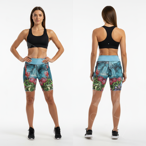Shorts de sport imprimés taille haute avec logo personnalisé, séchage rapide, pour yoga, gym, course à pied, fitness, avec poches, extensibles, style cycliste - Product Image 3