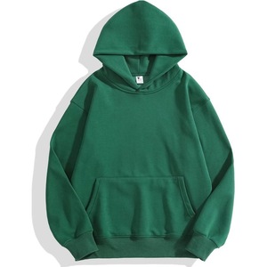 Sudadera con Capucha Verde Unisex, Corte Regular, Color Sólido, Informal, de Forro Polar, con Bolsillo, Transpirable, 320g, para Invierno - Product Image 1